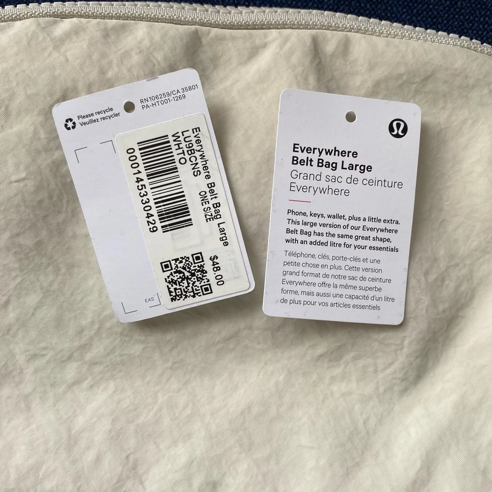 Lululemon Athletica Everywhere Belt Bag Large Cream Crossbody Bag - Picture 7 of 10